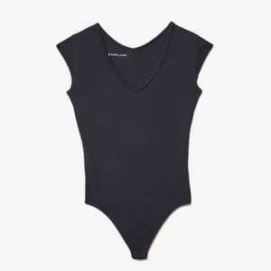 Everlane Black V-Neck Ballet Bodysuit